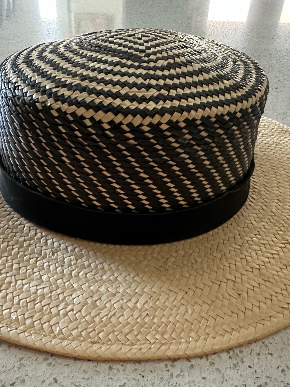 Weyth Women’s Two-Tone Straw Boater Hat - Black & Natural